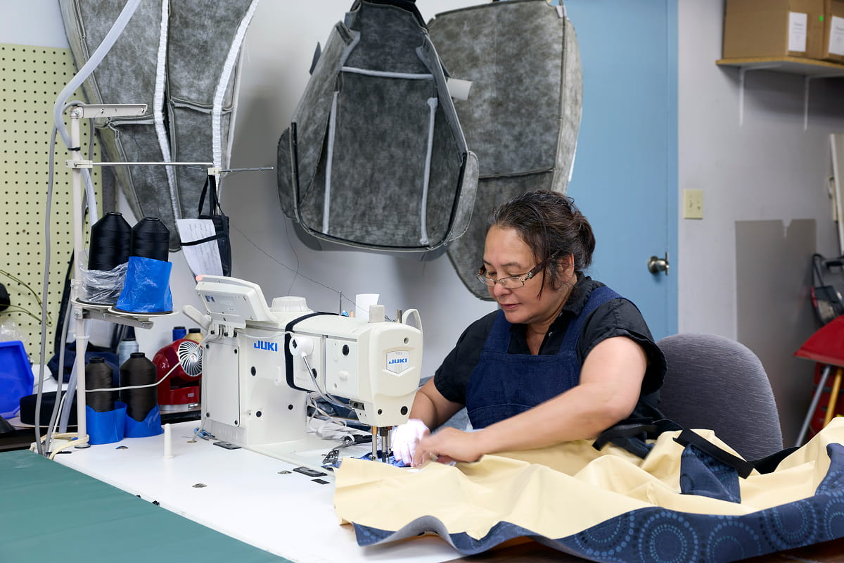 Technical textile fabrication line for industrial and healthcare applications