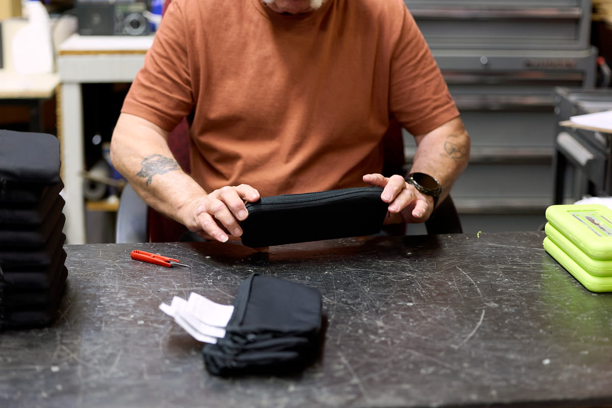 In-house quality control inspection for precision sewn components