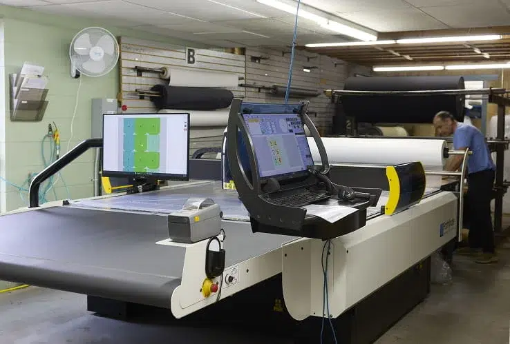Automated CNC robotic cutting table in operation at KWC facility